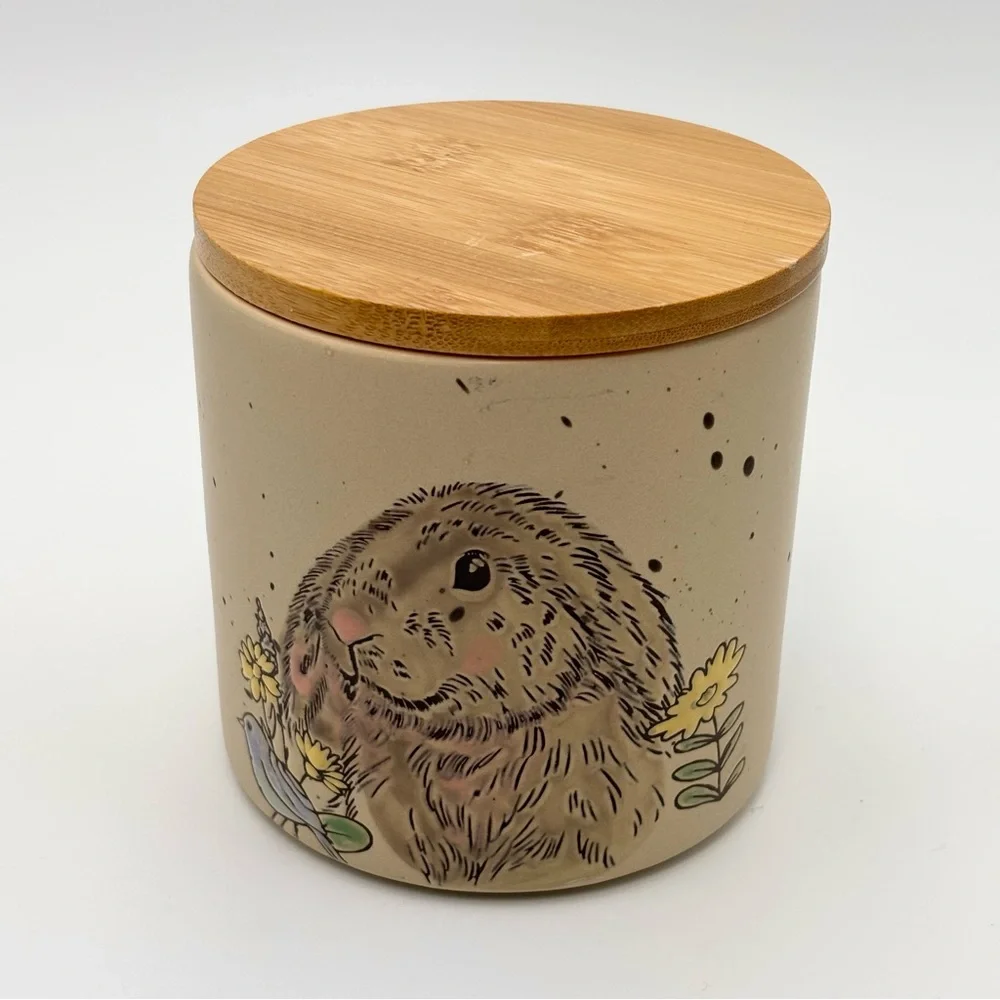 Charming Bunny Storage Jar with Bamboo‎ Lid - Tan